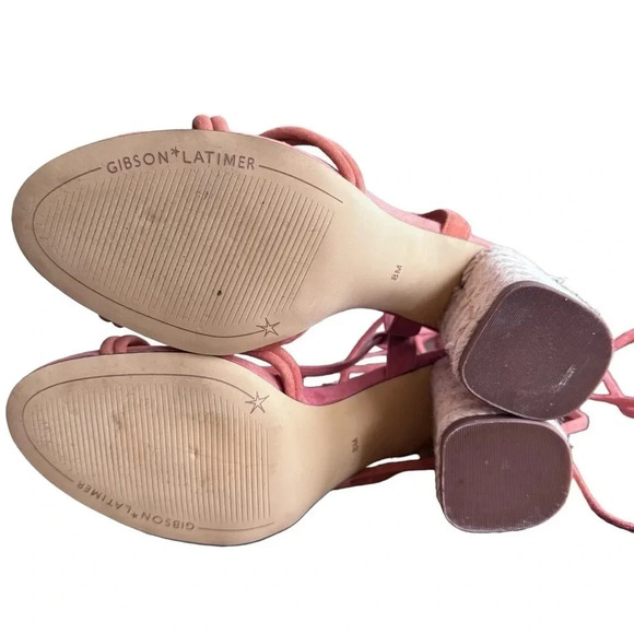 Gibson Latimer Coral Strappy Block Heel Leather Sandals womens size 8 - Picture 10 of 11